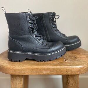 Black Lace-Up Combat Boots